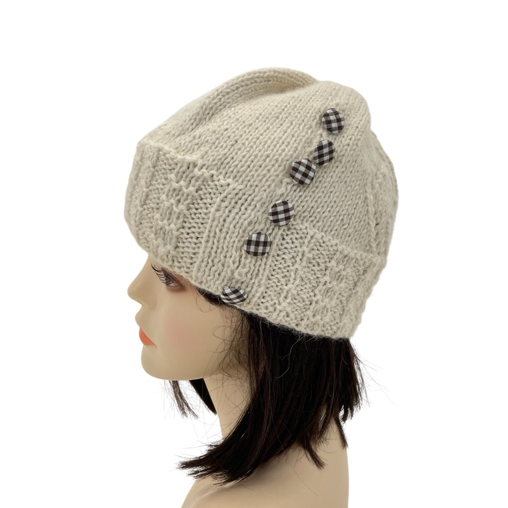 Peruvian Alpaca Knit Hat Cap OS Ivory/Natural